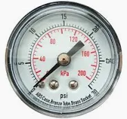 Gauge, 0-30PSI, 2.5", SS Case, 316 SS wetted parts, Liquid Filled, 1/4" Lower Connection