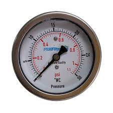 Gauge, 0-30"WC, 2.5", Steel Case, Steel Diaphragm, Gas Rated, 1/4" Lower Connection