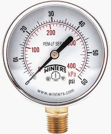 Gauge, 0-60PSI, 2.5", SS Case, 316 SS wetted parts, Liquid Filled, 1/4" Lower Connection